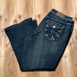 V. Blue jeans, SZ 18, excellent condition.